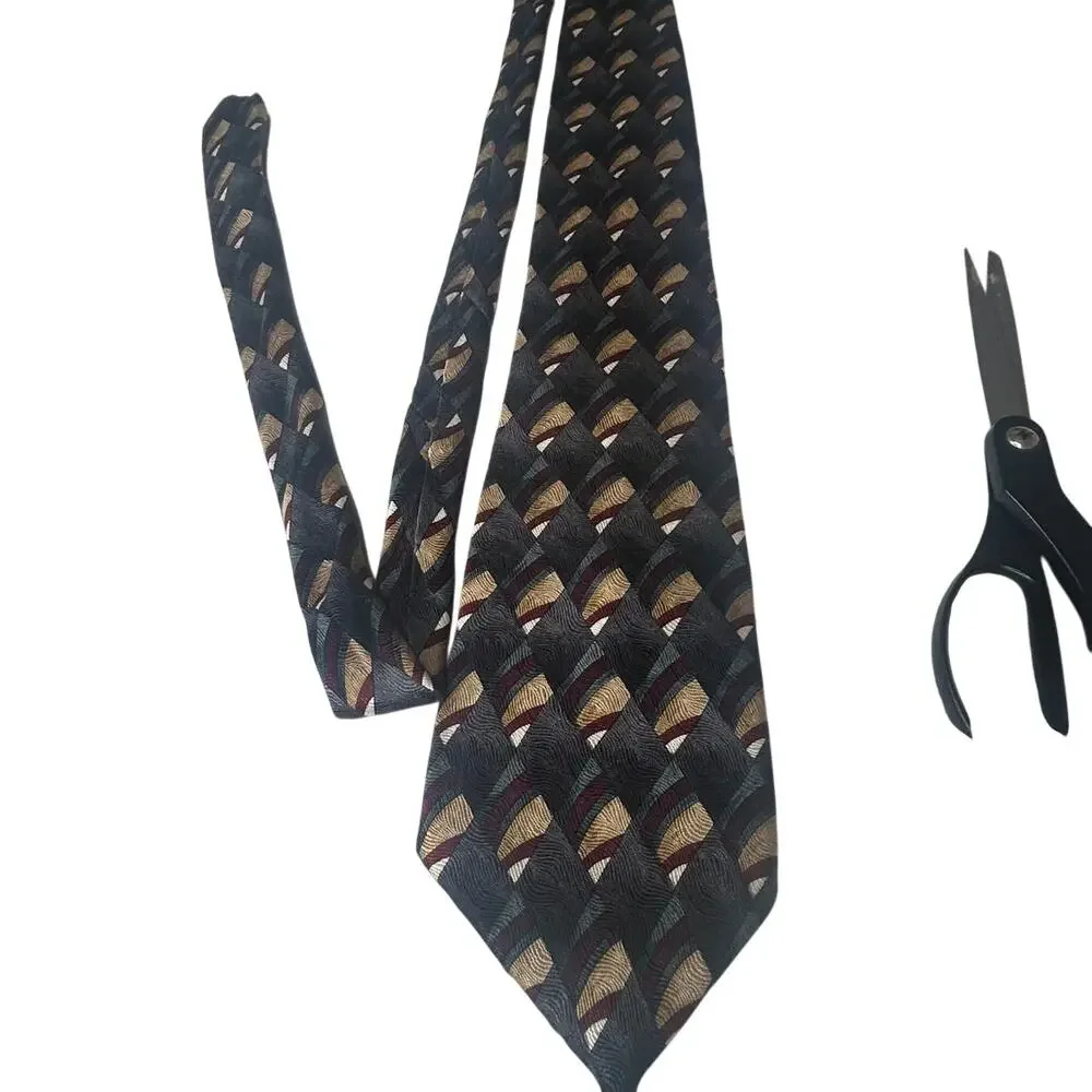 J Garcia Vintage Tie Abstract Clockworks Geometric Silk tie by Stonebridge